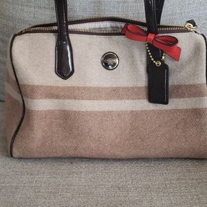 Coach brown tweed bag with bow